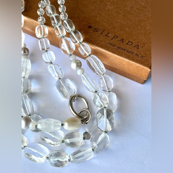 SILPADA Sterling Silver 3-Strand
Genuine Pearl & Crystal Rock Quartz Necklace - Picture 7 of 7